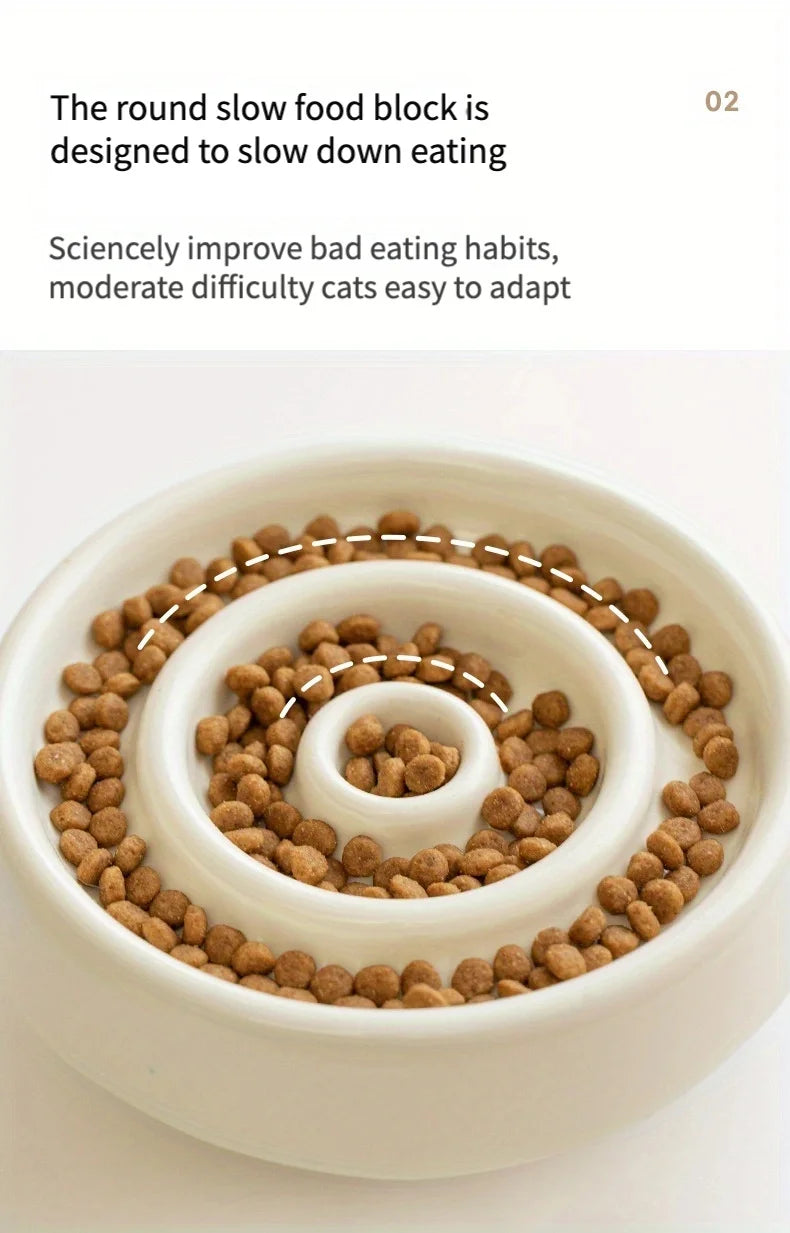 Cat Dog Slow Feeder Bowl Anti-Gulping Cat Food Dish Bowls Pet Ceramic Puzzle Food Bowl Puppy Dogs Cat Feeding Container
