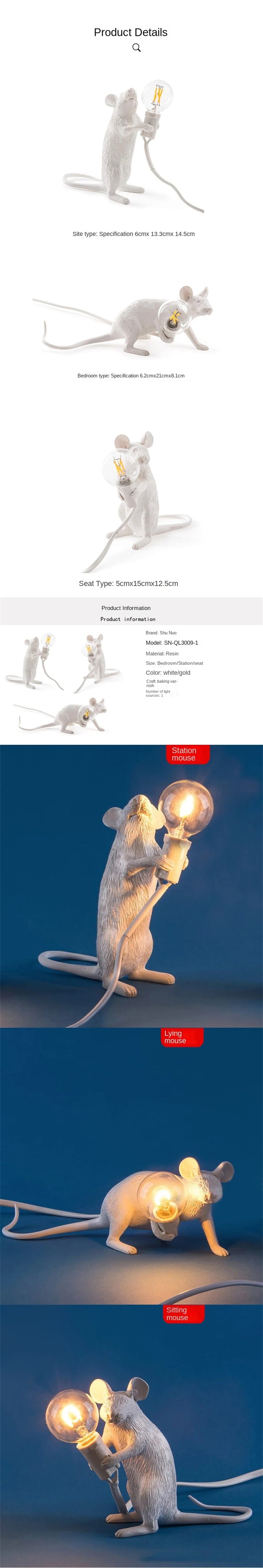 Modern LED Table Lights Resin Animal Rat Cat Squirrel LED Night Lights Mouse Table Lamps Home Decor Desk Lamp Lighting Fixtures