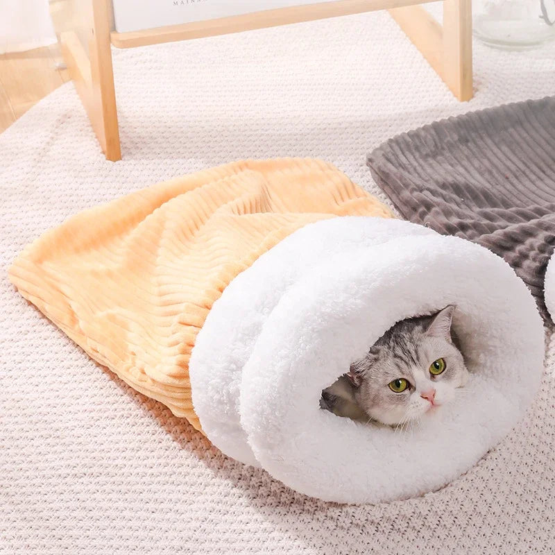 Cat Winter Sleeping Bag Pet Down Sleeping Bag Nest PP Cotton Semi-enclosed Warm And Comfortable Large Pocket Design