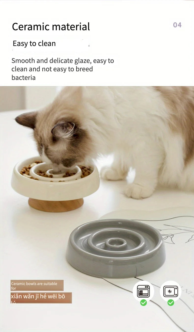 Cat Dog Slow Feeder Bowl Anti-Gulping Cat Food Dish Bowls Pet Ceramic Puzzle Food Bowl Puppy Dogs Cat Feeding Container