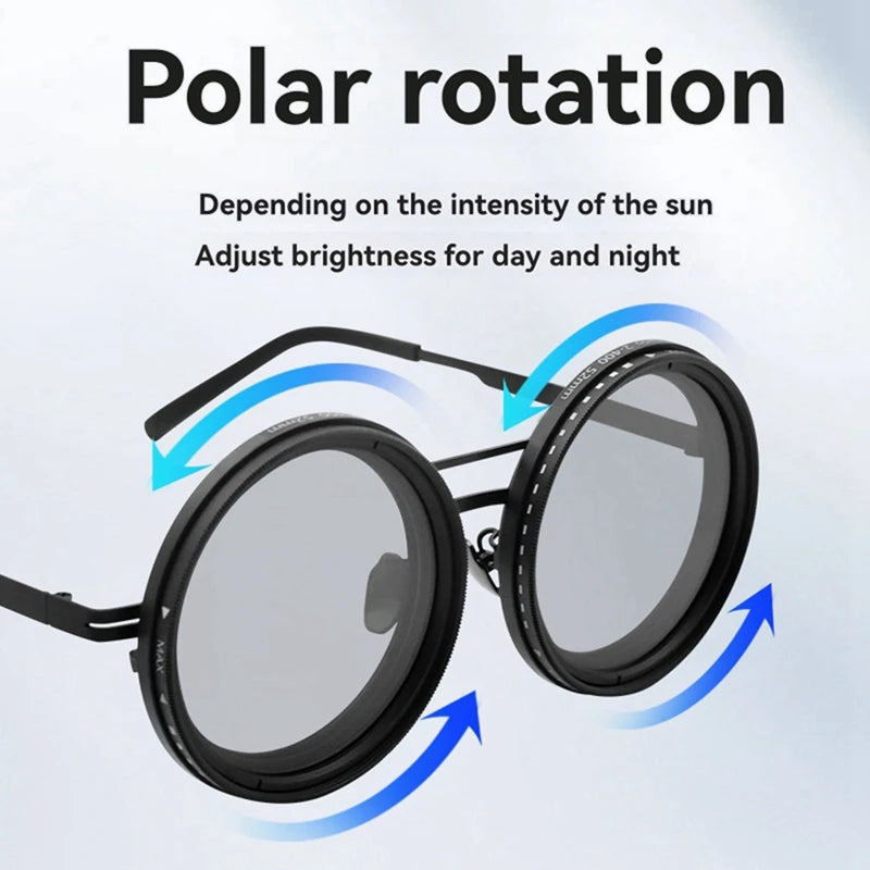 Adjustable Tint Sunglasses 1-9 Gears Adjustable Sunglasses Round With ND Filter Lenses Round Polarized Glasses UV Protection Polarized Sunglasses