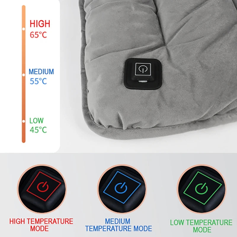 Winter Electric Heating Cushion USB Chair Keep Warm Car Home Office Universal Quick Heated Seat Pad for Women Men 3 Speed