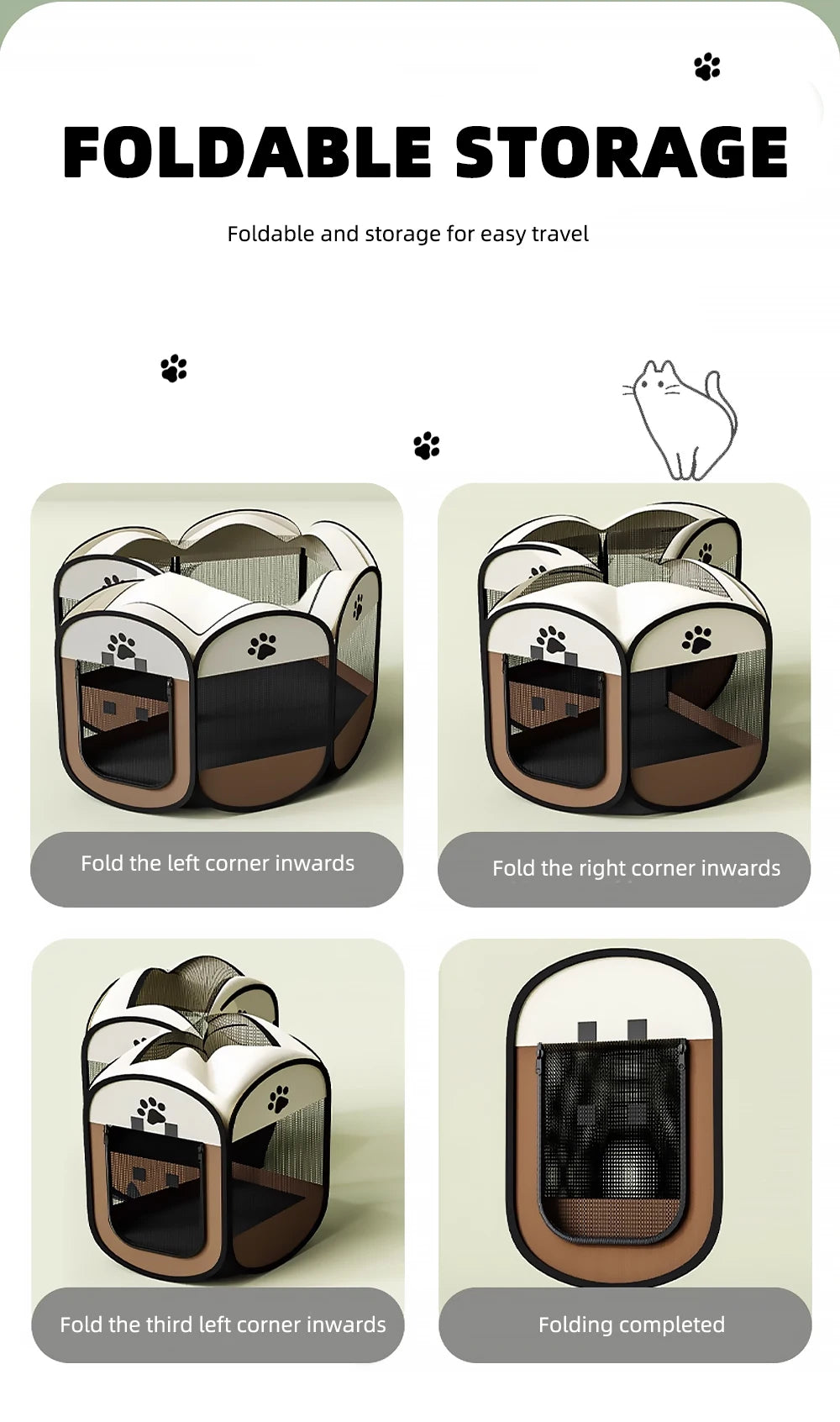 Pet Tent Portable Foldable Kennel Octagonal Fence Puppy Shelter Easy To Use Outdoor Easy Operation Large Dog Cages Cat Fences