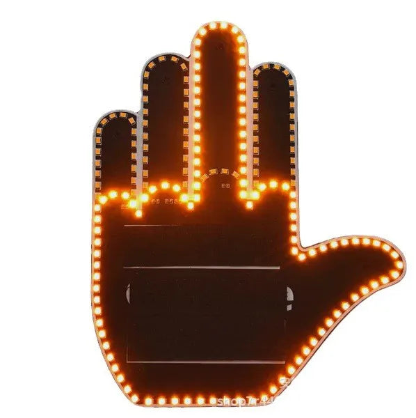 Car Finger Light with Remote, Road Rage Signs Middle Finger Gesture Light,Auto Amber Middle Finger Warning Brake Light 