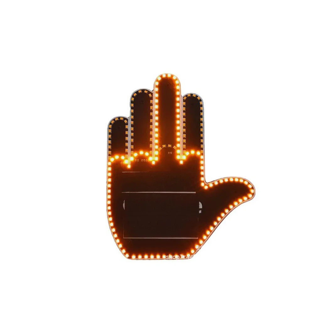 Car Finger Light with Remote, Road Rage Signs Middle Finger Gesture Light,Auto Amber Middle Finger Warning Brake Light 