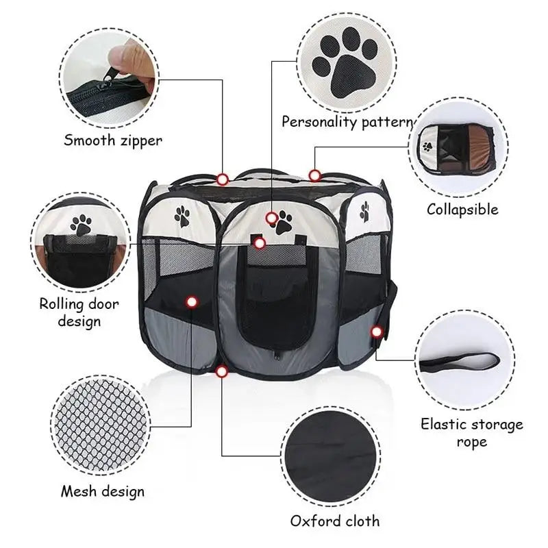 Pet Tent Portable Foldable Kennel Octagonal Fence Puppy Shelter Easy To Use Outdoor Easy Operation Large Dog Cages Cat Fences