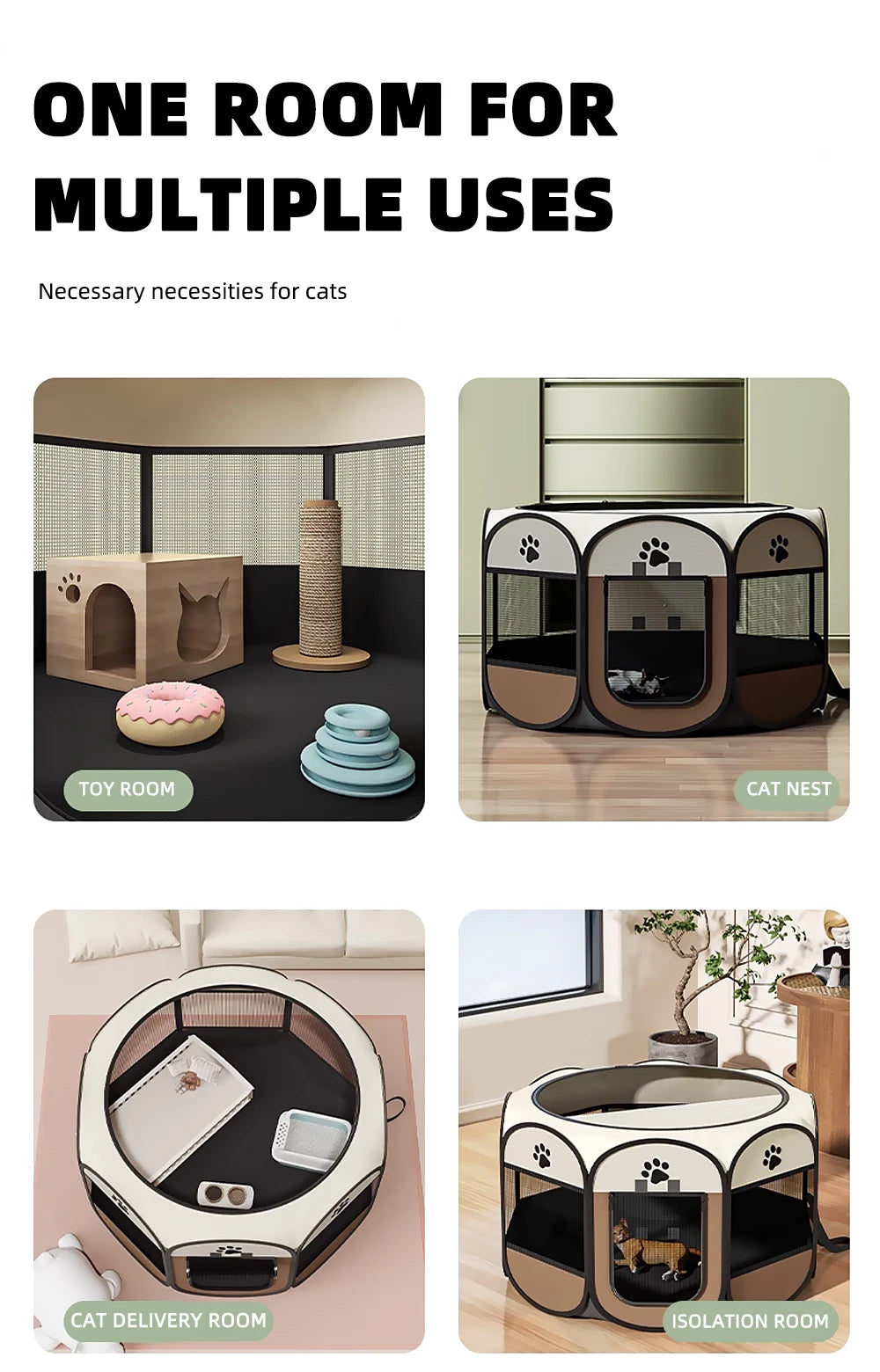 Pet Tent Portable Foldable Kennel Octagonal Fence Puppy Shelter Easy To Use Outdoor Easy Operation Large Dog Cages Cat Fences