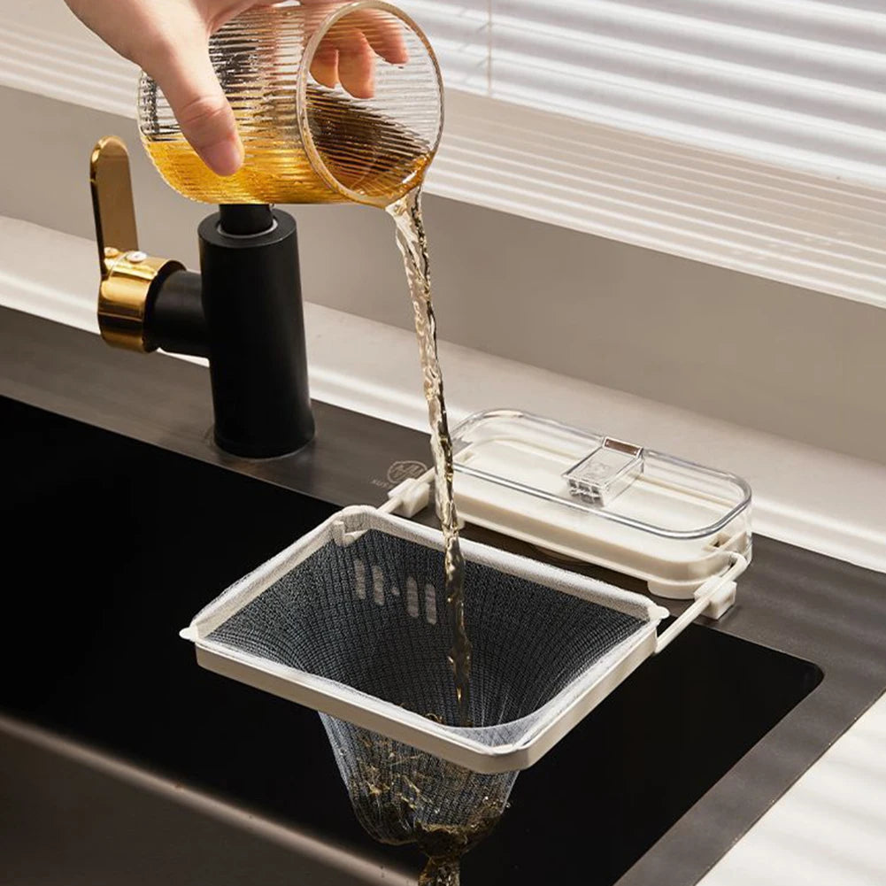 1PCS Suction Cup Sink Strainer,Drainage Rack with Fiter Mesh for Filtering Kitchen Waste,Triangle Corner Sink Strainer Basket