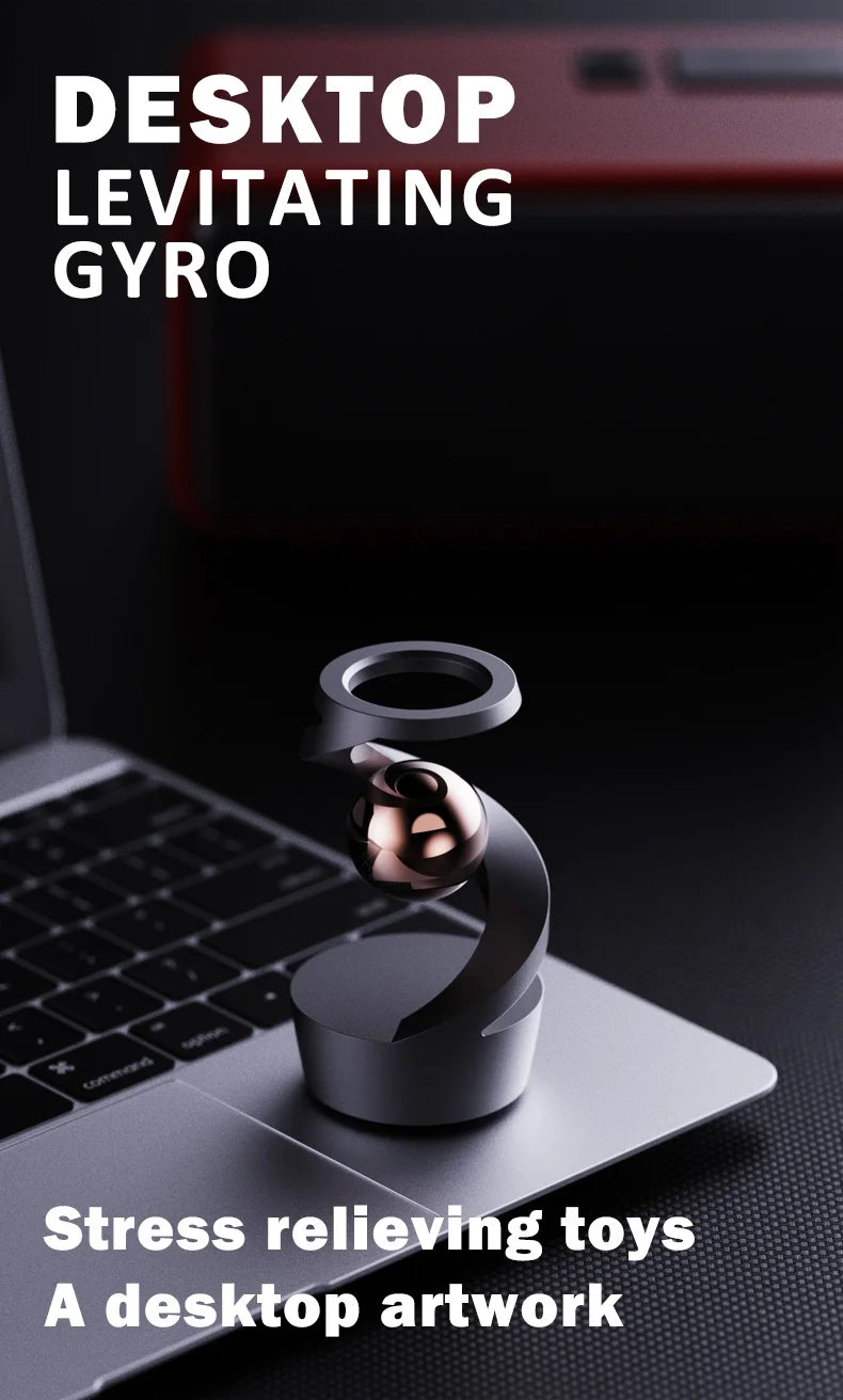 Metal Tabletop Floating Gyro Gravity Defying Kinetic Desk Toy Suspended Gyroscope Fidget Spinners for Adults Kids