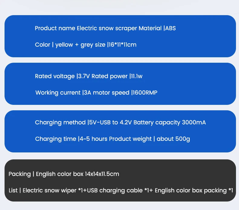 Portable Car Electric Ice Snow Scraper Heated Removal USB Rechargeable Ice Scraper for Auto Winter Windshield Glass Defrost Tool