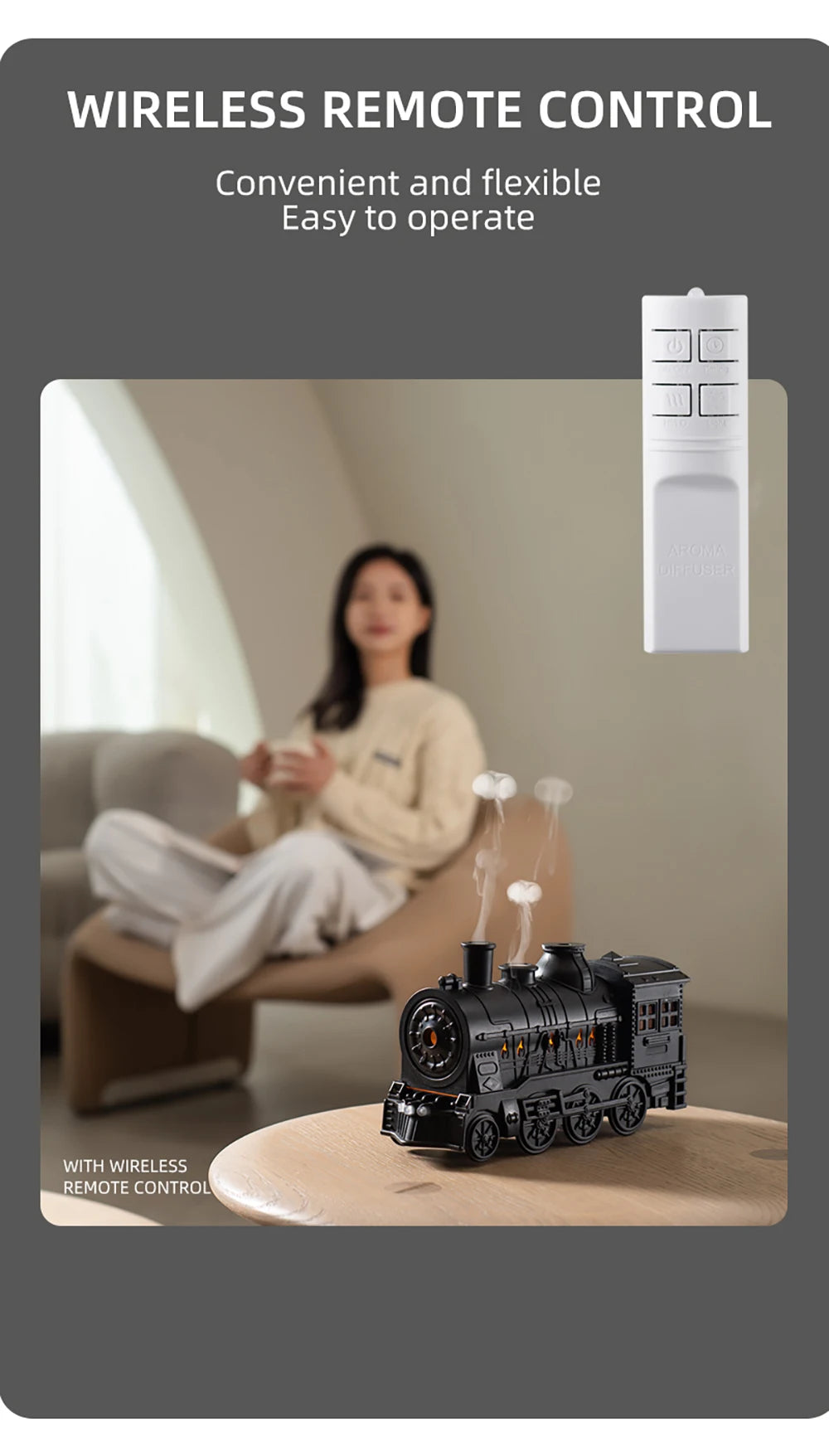 Aierwill Train Air Humidifier Ultrasonic Aromatherapy Diffusers Mist Maker Fragrance Essential Oil Aroma Difusor Remote control