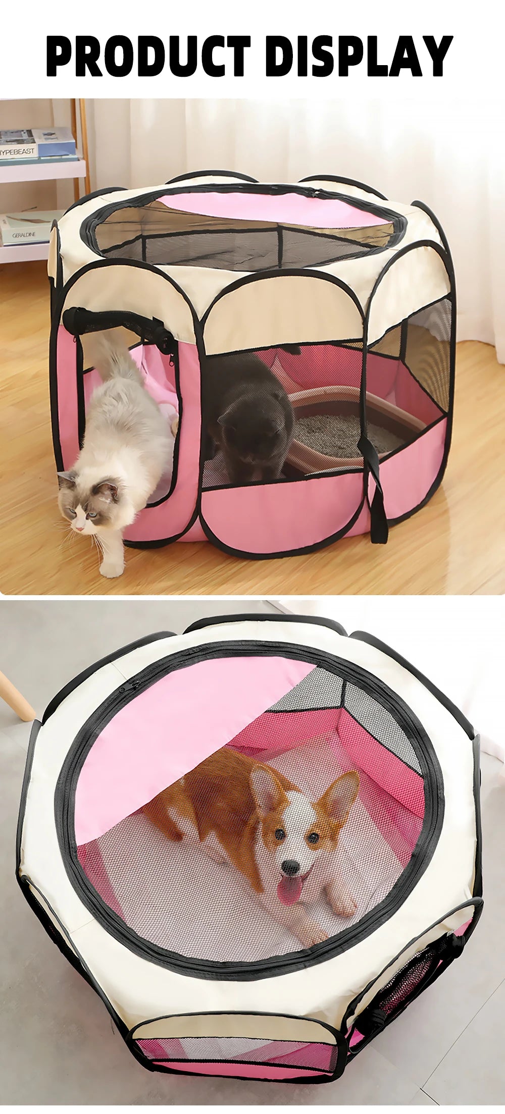 Pet Tent Portable Foldable Kennel Octagonal Fence Puppy Shelter Easy To Use Outdoor Easy Operation Large Dog Cages Cat Fences