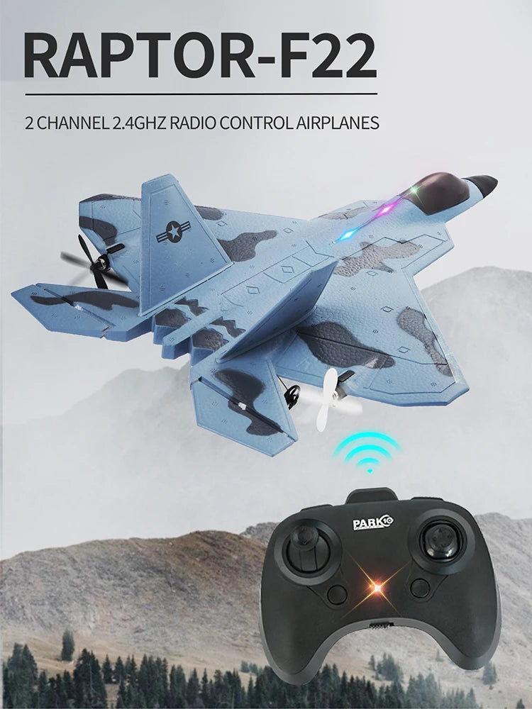 2024 Top P530 2.4G 2CH RC Airplane Raptor F22 Warplane Version LED Light With Gyroscope Toys A Gift For Boys with Easy Flying
