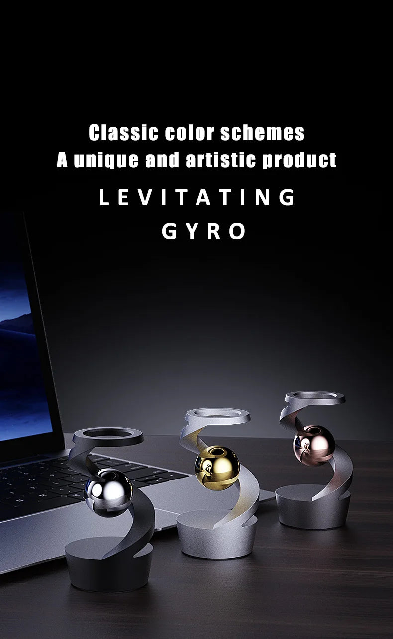 Metal Tabletop Floating Gyro Gravity Defying Kinetic Desk Toy Suspended Gyroscope Fidget Spinners for Adults Kids