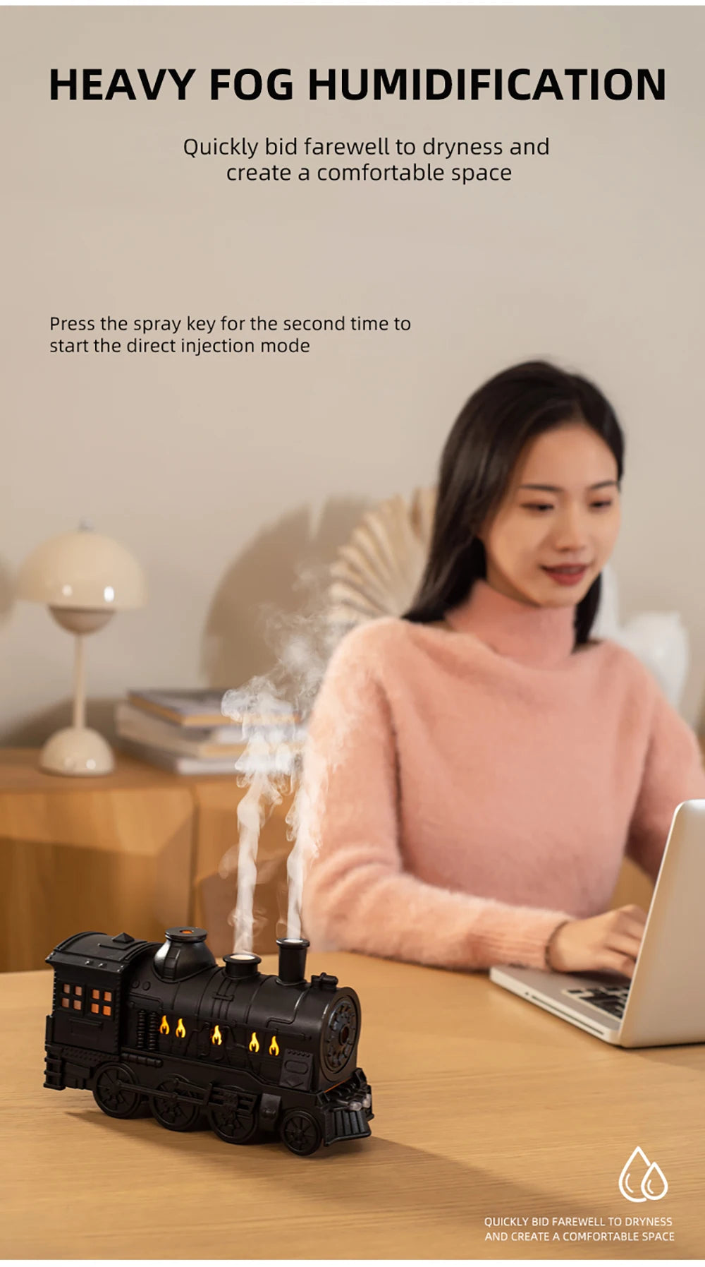 Aierwill Train Air Humidifier Ultrasonic Aromatherapy Diffusers Mist Maker Fragrance Essential Oil Aroma Difusor Remote control