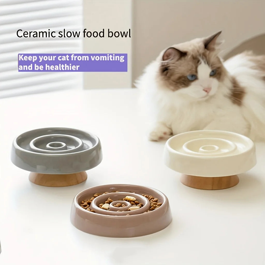 Cat Dog Slow Feeder Bowl Anti-Gulping Cat Food Dish Bowls Pet Ceramic Puzzle Food Bowl Puppy Dogs Cat Feeding Container