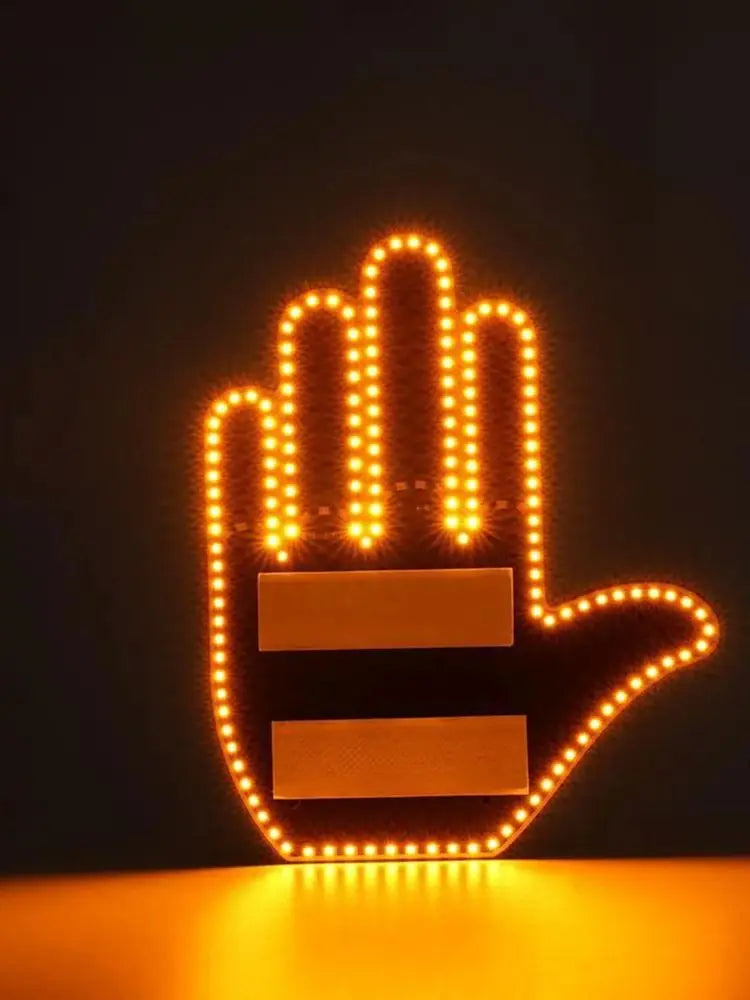 Car Finger Light with Remote, Road Rage Signs Middle Finger Gesture Light,Auto Amber Middle Finger Warning Brake Light 