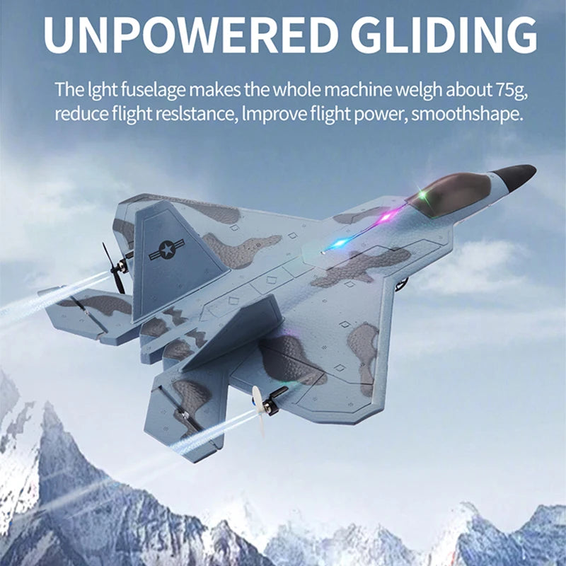 2024 Top P530 2.4G 2CH RC Airplane Raptor F22 Warplane Version LED Light With Gyroscope Toys A Gift For Boys with Easy Flying