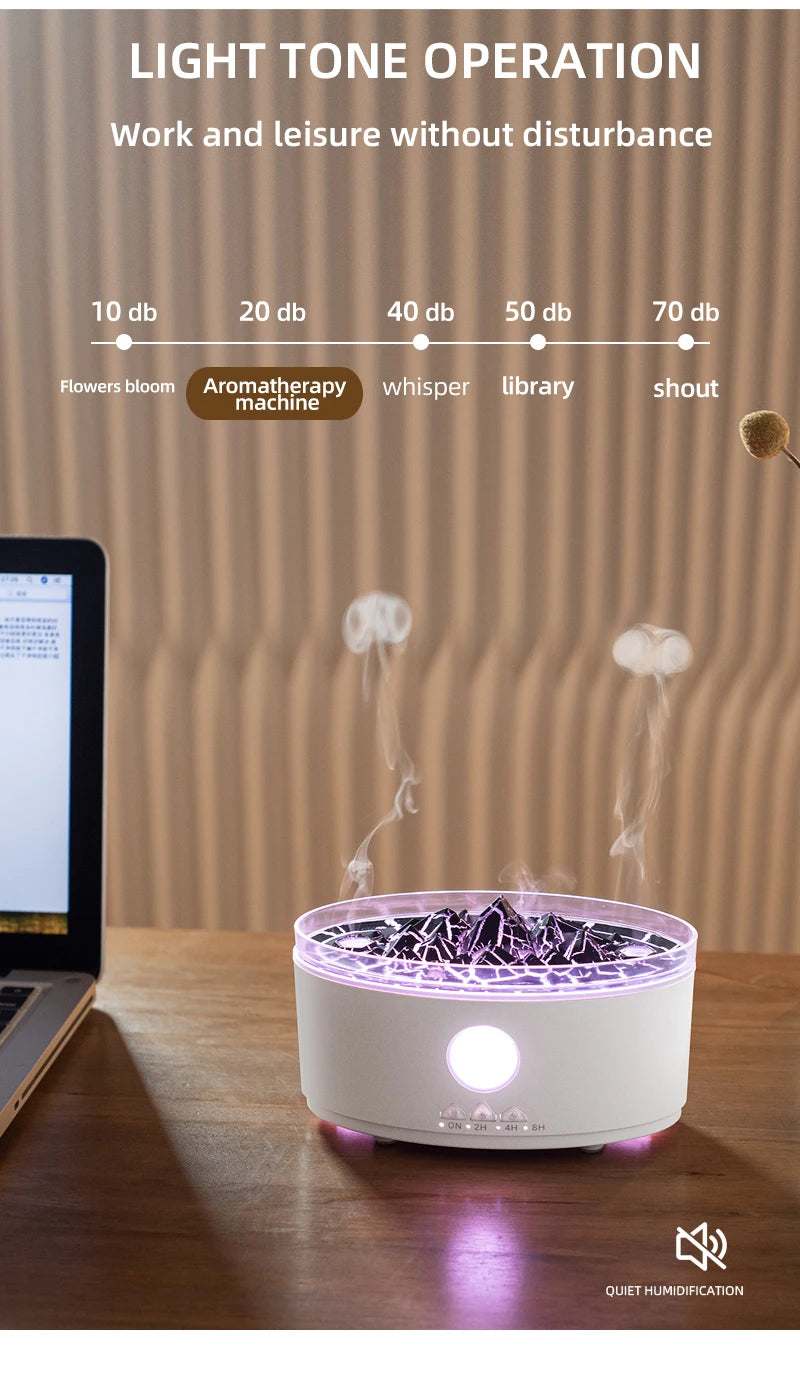 Multicolor Humidifier Aromatherapy Flame Volcano Light TimerFlame Ultrasonic Essential Oil Diffuse For Bedroom Home Yoga Office