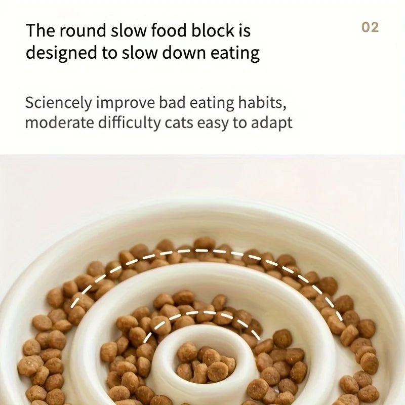 Cat Dog Slow Feeder Bowl Anti-Gulping Cat Food Dish Bowls Pet Ceramic Puzzle Food Bowl Puppy Dogs Cat Feeding Container