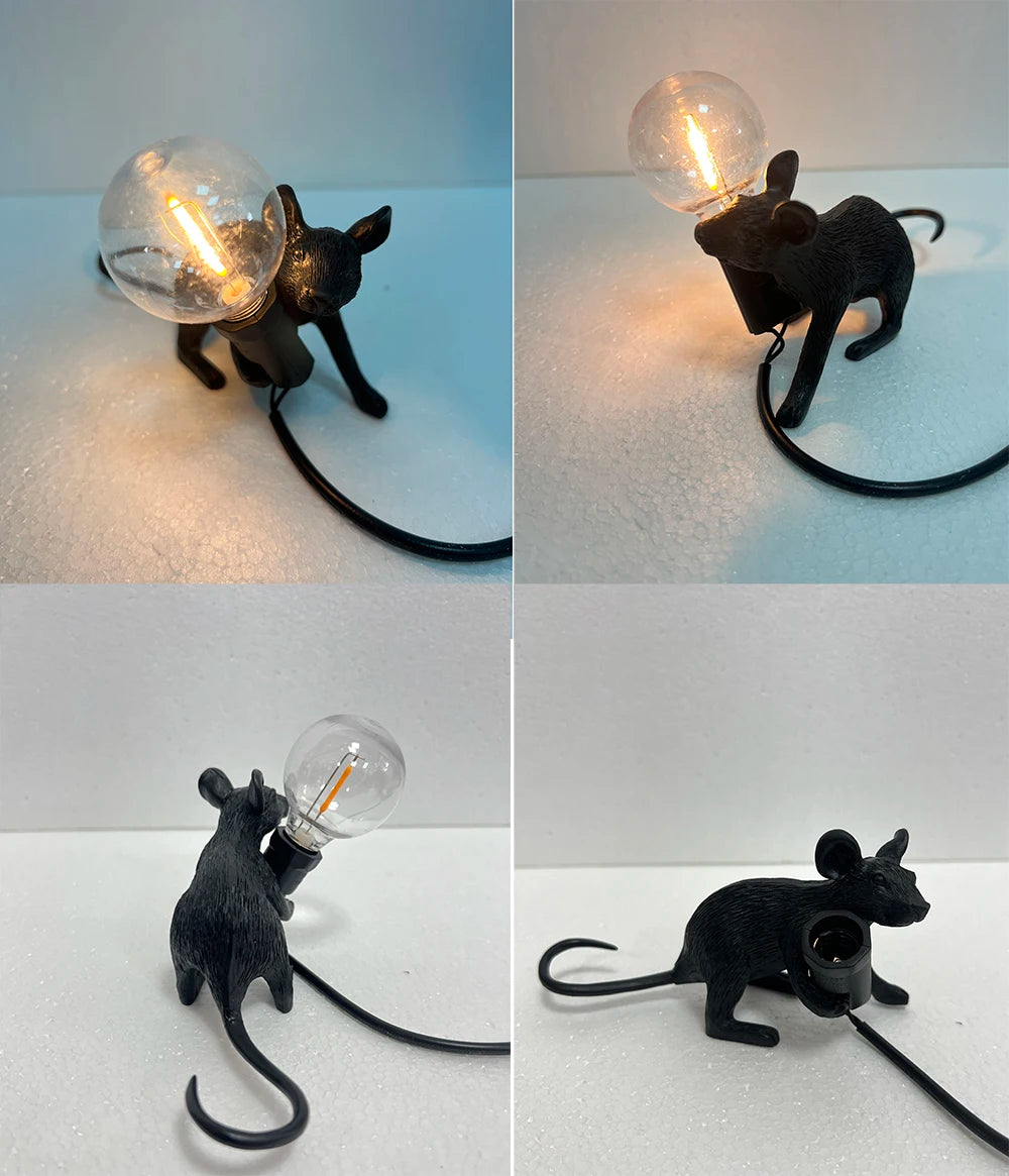 Modern LED Table Lights Resin Animal Rat Cat Squirrel LED Night Lights Mouse Table Lamps Home Decor Desk Lamp Lighting Fixtures