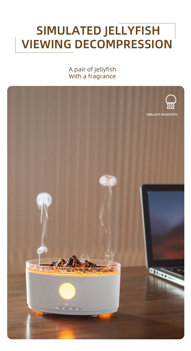 Multicolor Humidifier Aromatherapy Flame Volcano Light TimerFlame Ultrasonic Essential Oil Diffuse For Bedroom Home Yoga Office