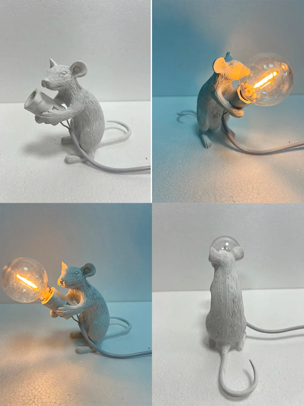 Modern LED Table Lights Resin Animal Rat Cat Squirrel LED Night Lights Mouse Table Lamps Home Decor Desk Lamp Lighting Fixtures