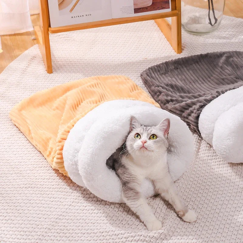 Cat Winter Sleeping Bag Pet Down Sleeping Bag Nest PP Cotton Semi-enclosed Warm And Comfortable Large Pocket Design
