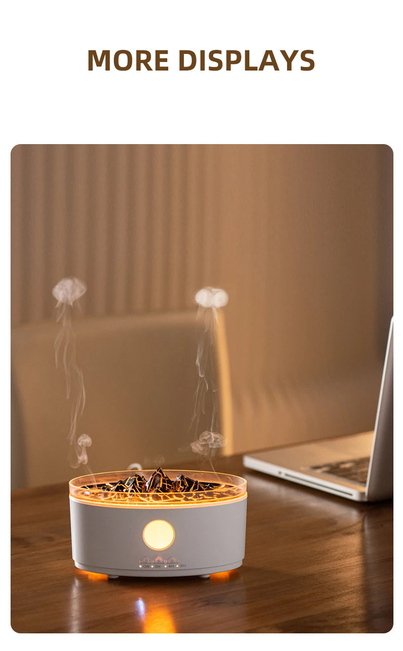 Multicolor Humidifier Aromatherapy Flame Volcano Light TimerFlame Ultrasonic Essential Oil Diffuse For Bedroom Home Yoga Office