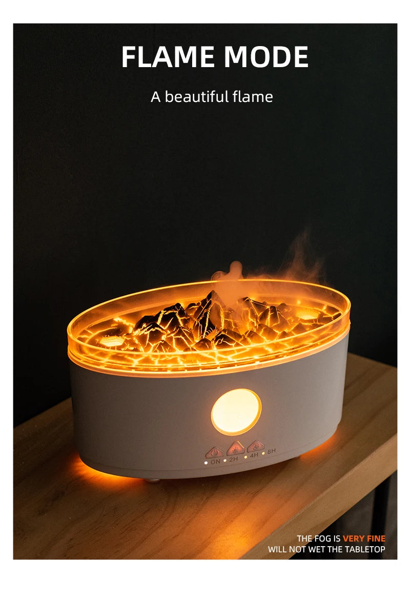 Multicolor Humidifier Aromatherapy Flame Volcano Light TimerFlame Ultrasonic Essential Oil Diffuse For Bedroom Home Yoga Office
