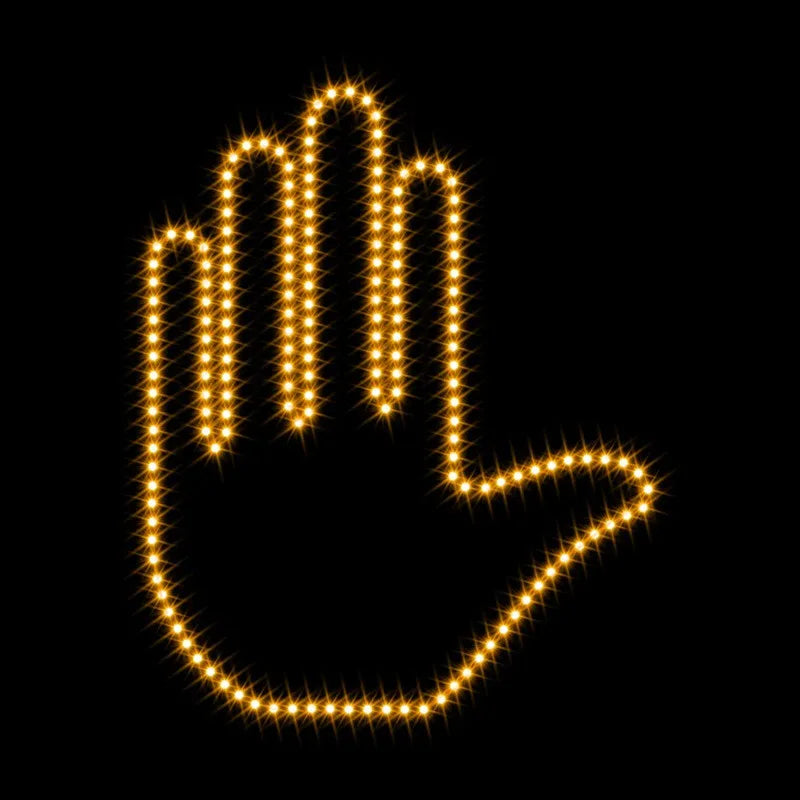 Car Finger Light with Remote, Road Rage Signs Middle Finger Gesture Light，Auto Amber Middle Finger Warning Brake Light ﻿