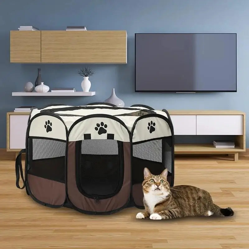 Pet Tent Portable Foldable Kennel Octagonal Fence Puppy Shelter Easy To Use Outdoor Easy Operation Large Dog Cages Cat Fences
