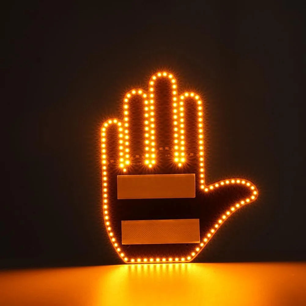 Car Finger Light with Remote, Road Rage Signs Middle Finger Gesture Light，Auto Amber Middle Finger Warning Brake Light ﻿