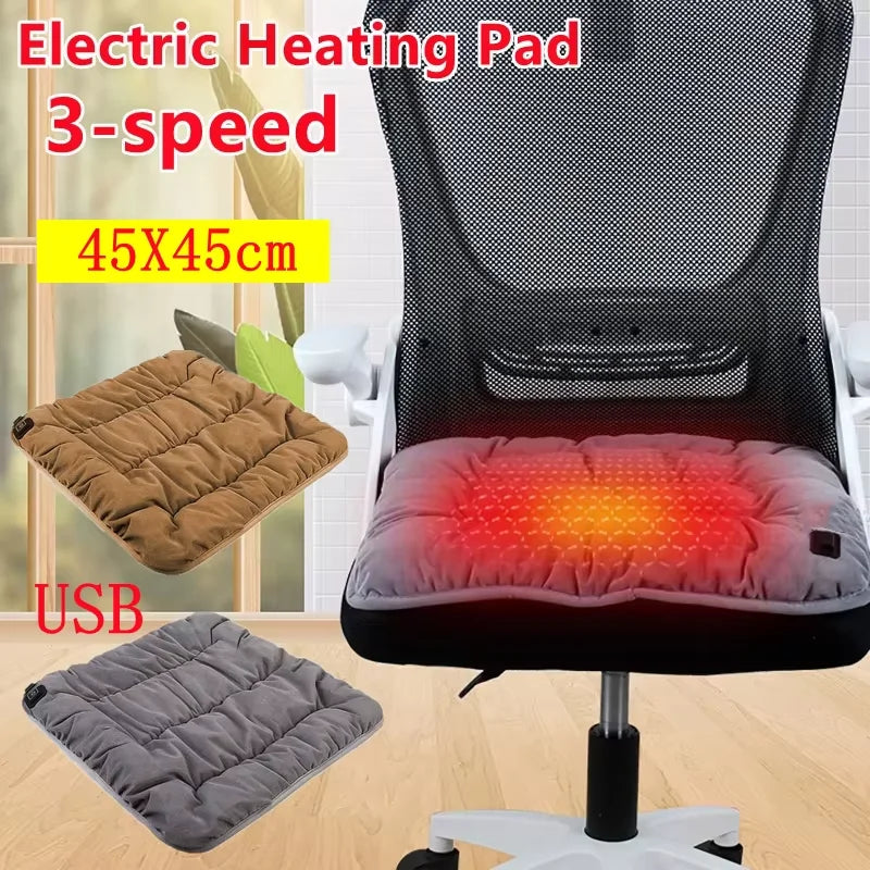 Winter Electric Heating Cushion USB Chair Keep Warm Car Home Office Universal  Quick Heated Seat Pad for Women Men 3 Speed